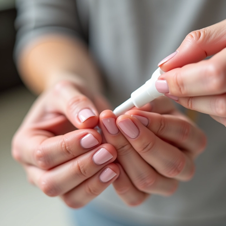 Aplicando vaselina ao redor das unhas para proteger a pele.