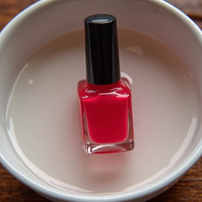 Banho relaxante de água quente para o esmalte.