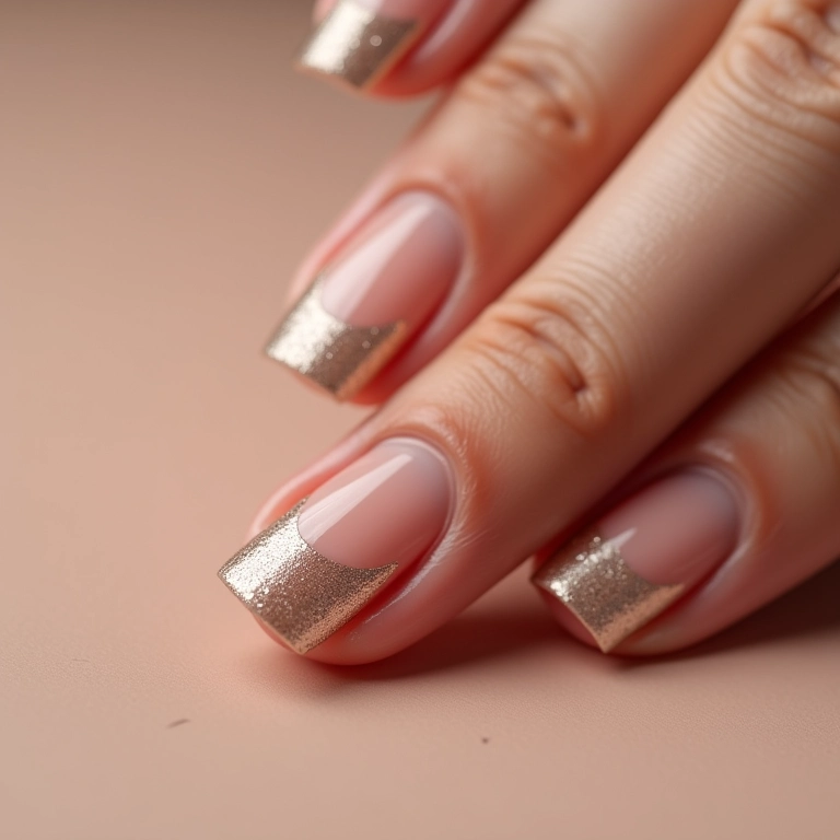 Base nude com glitter discreto para francesinha.