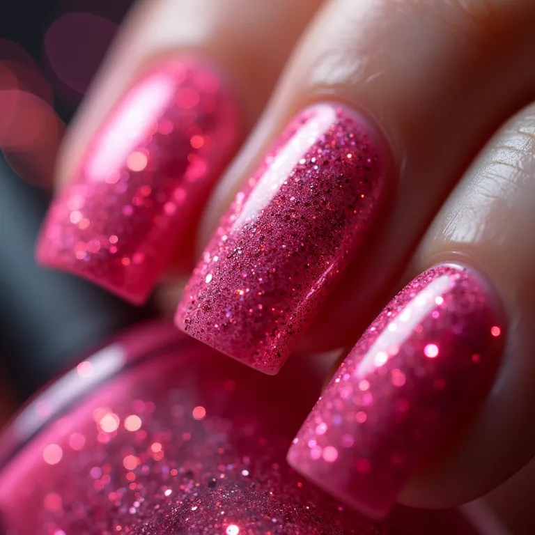 Brilho e glamour em unhas com glitter neon.