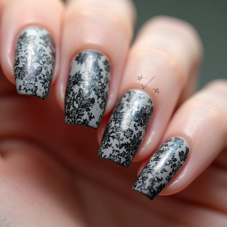 Carimbo de unhas com desenhos de jabuticaba.