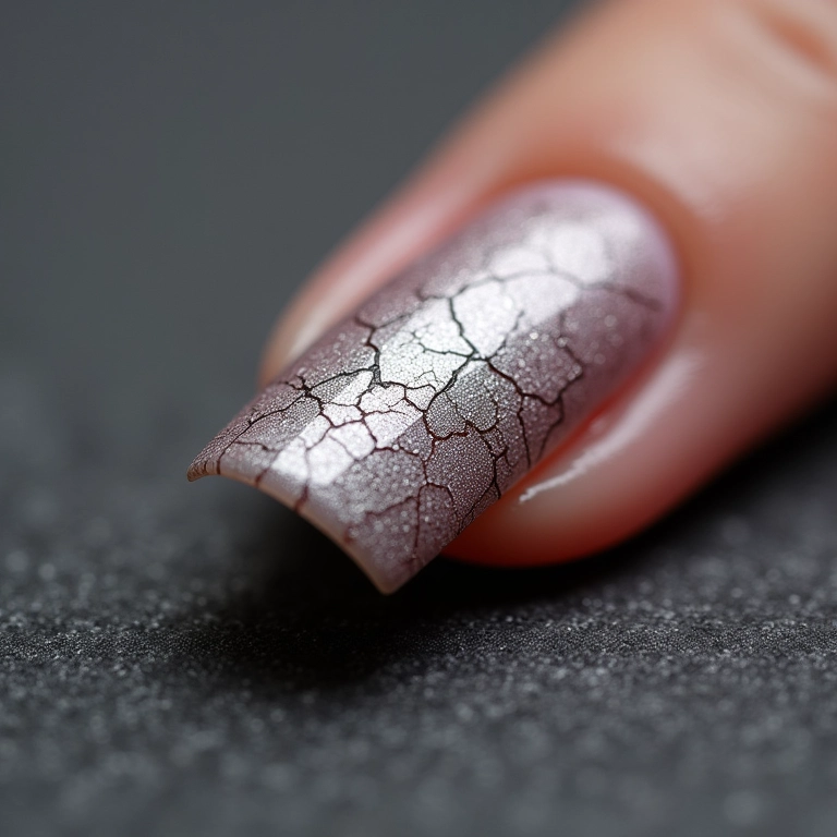 Chave com esmalte craquelado.