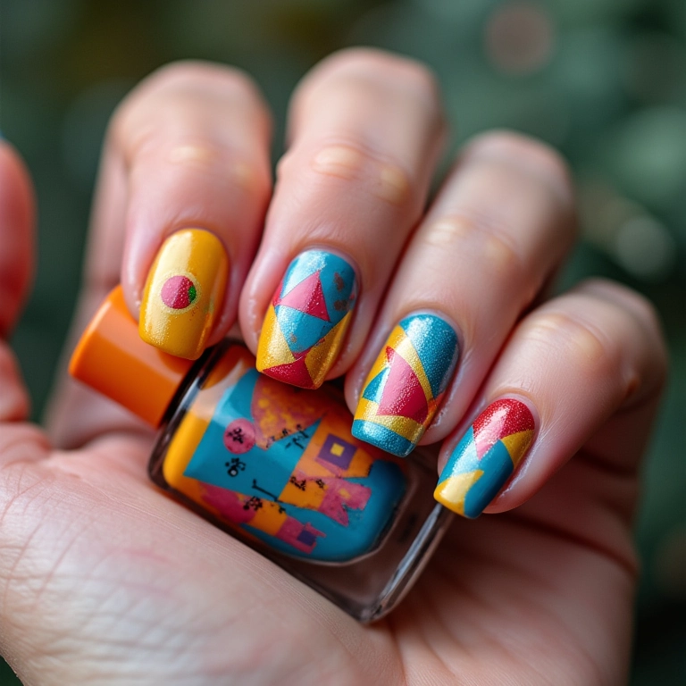 Chaves com desenhos geométricos em esmalte.