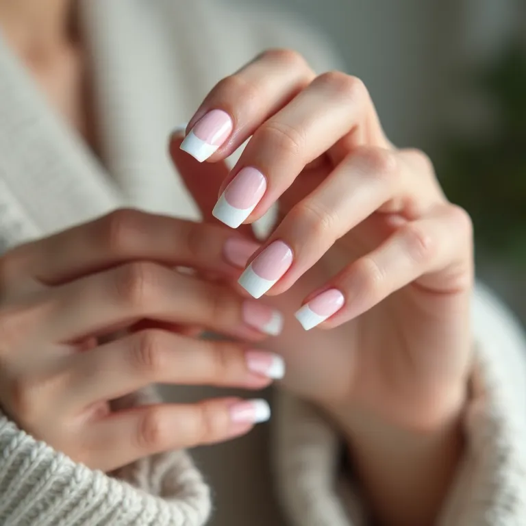 Clássica francesinha em unhas de gel.
