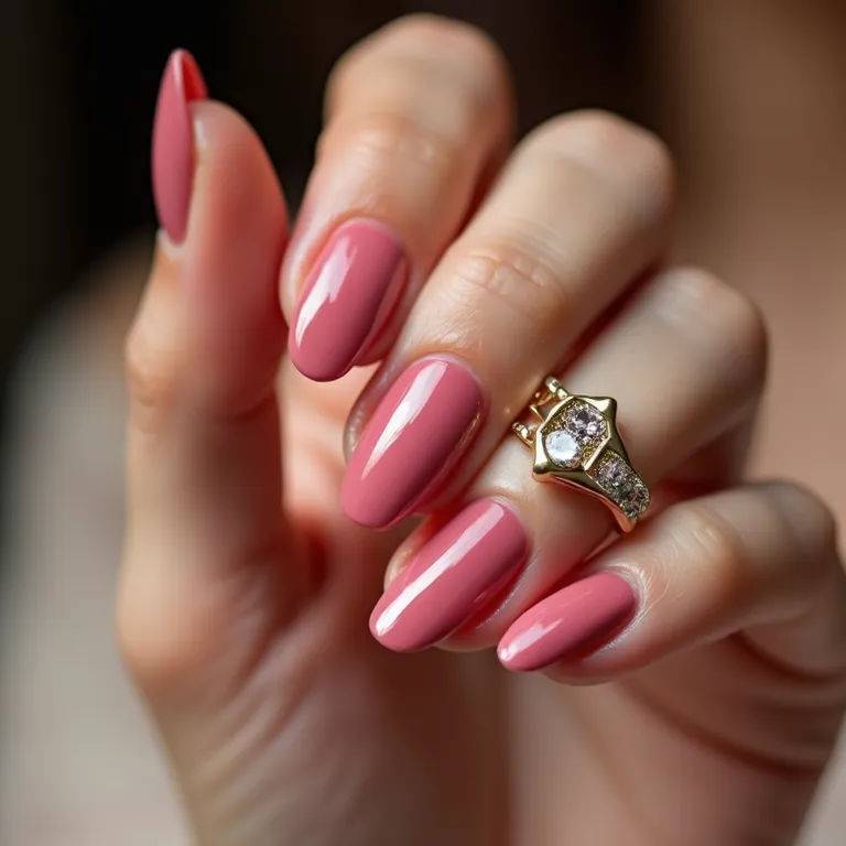 Close-up de mão com esmalte luxuoso e acessórios de grife.