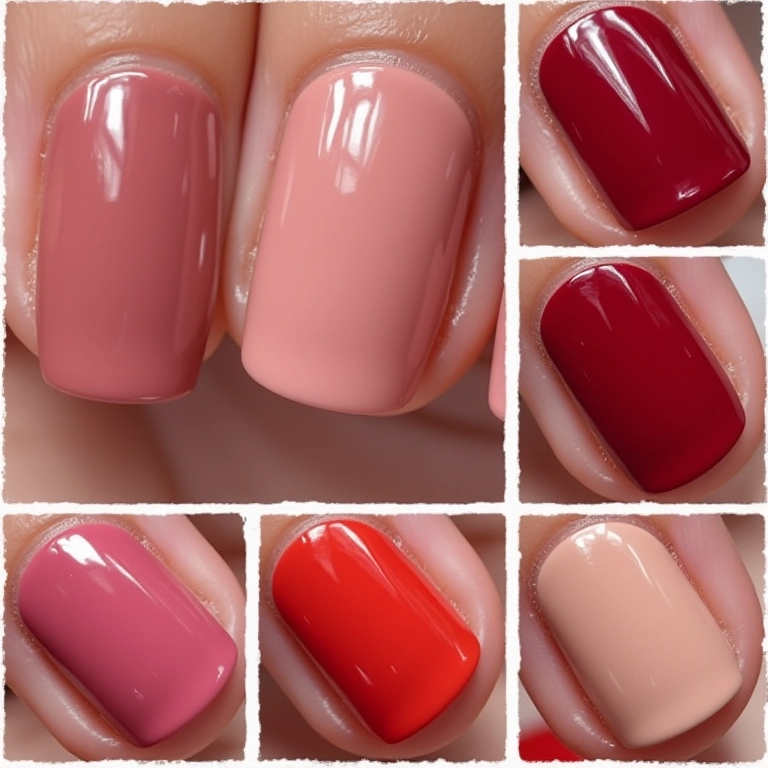 Colagem de cores de esmaltes que estão em alta, mostrando as escolhas do momento.