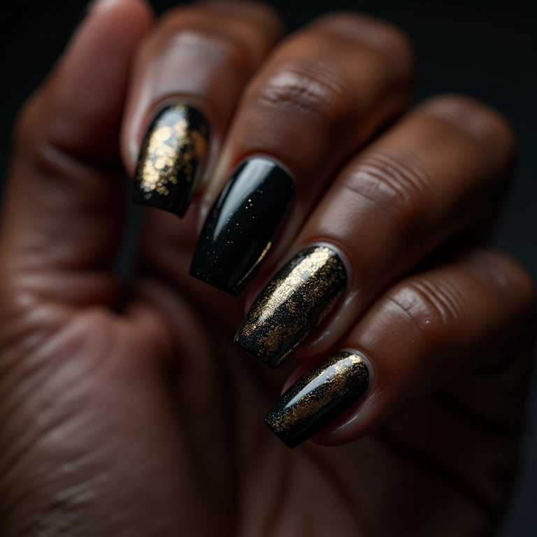 Combinação de dourado com preto em pele negra.