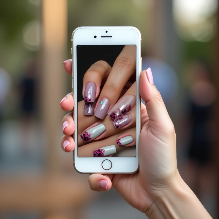 Conteúdo extra para engajar: inspiração de nail art no celular.