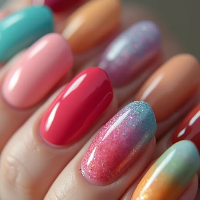 Cores de esmalte em alta para unhas curtas.
