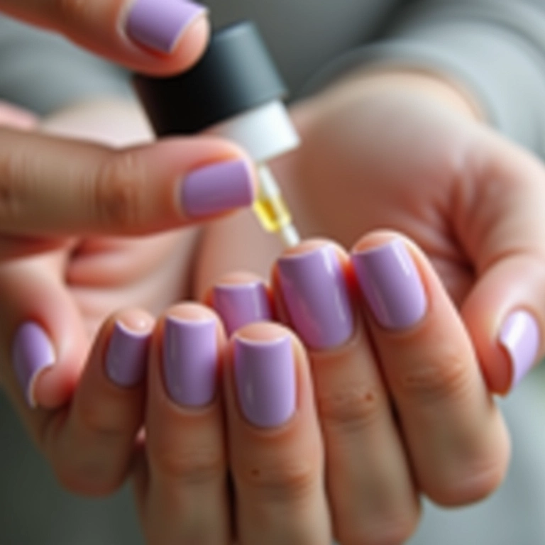 Cuidados com as unhas após esmaltar com roxo claro.