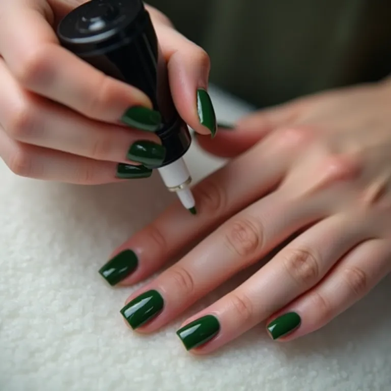 Cuidados para unhas de gel verde militar durarem mais.