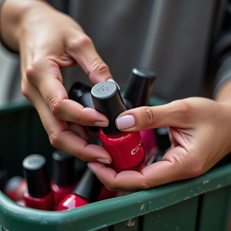 Descarte correto de esmaltes vencidos.