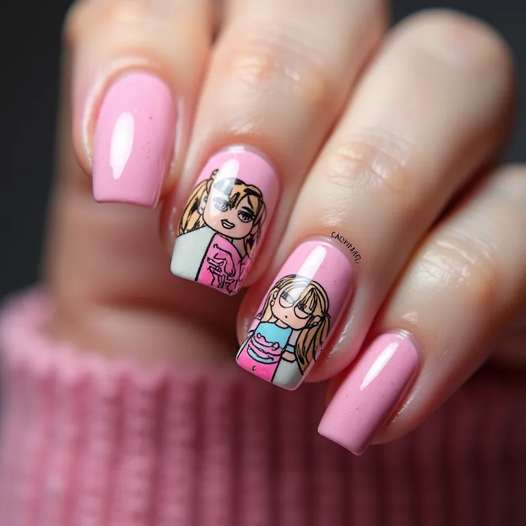 Desenhos temáticos da Barbie: unhas para as fãs de carteirinha.