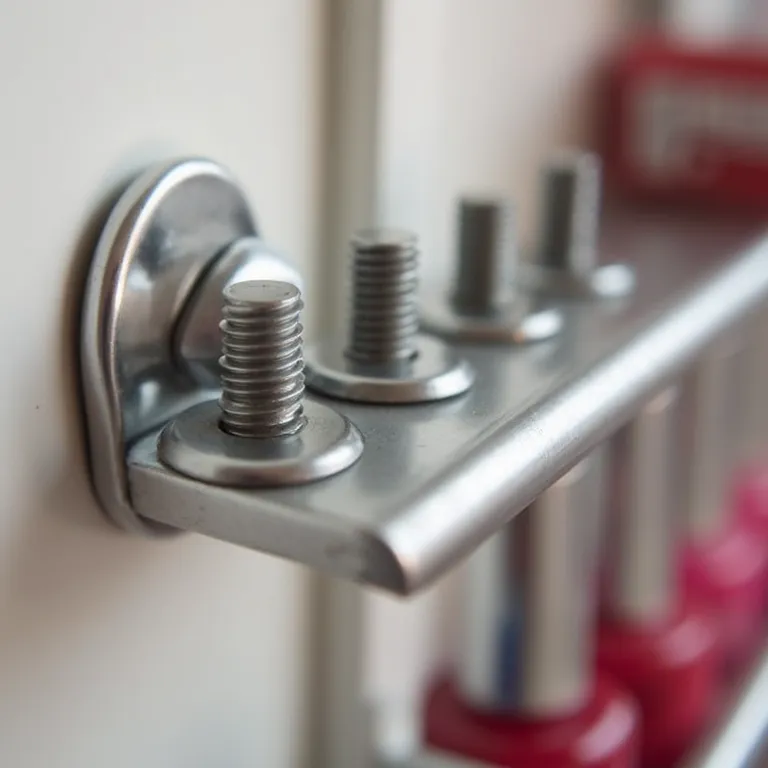 Detalhe da fixação segura do porta esmalte na parede.