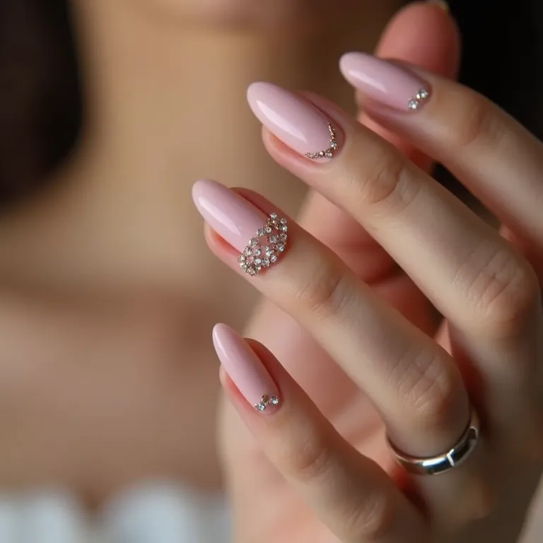 Detalhe 'filha única' em unhas de gel.