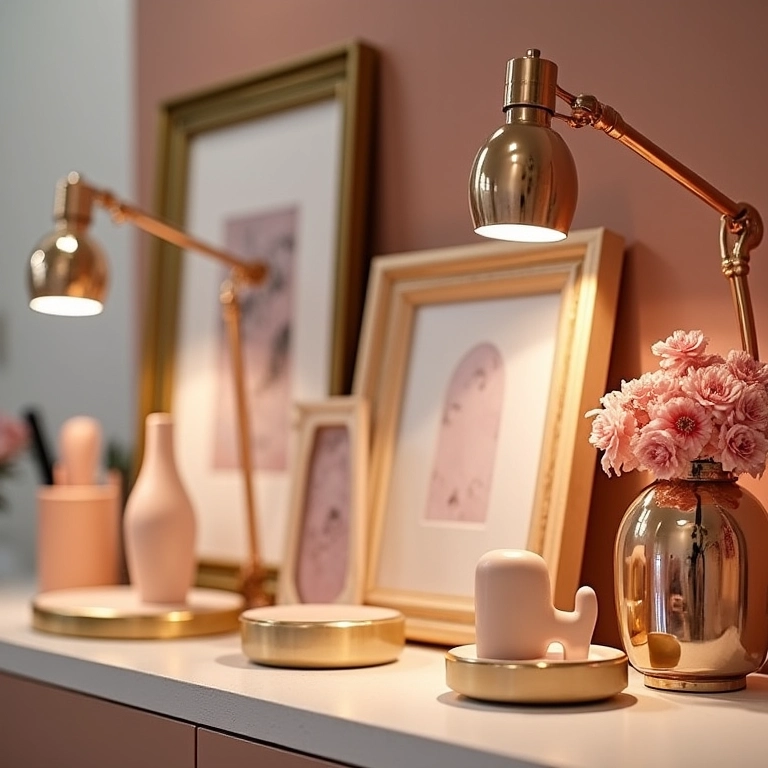 Detalhes em dourado ou rosé gold em esmalteria.