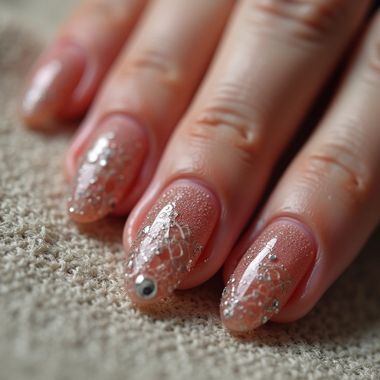 Detalhes em renda e crochê em unhas com tema country.