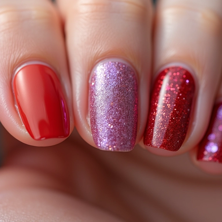 Diferentes acabamentos de esmaltes: matte, brilhoso, glitter.