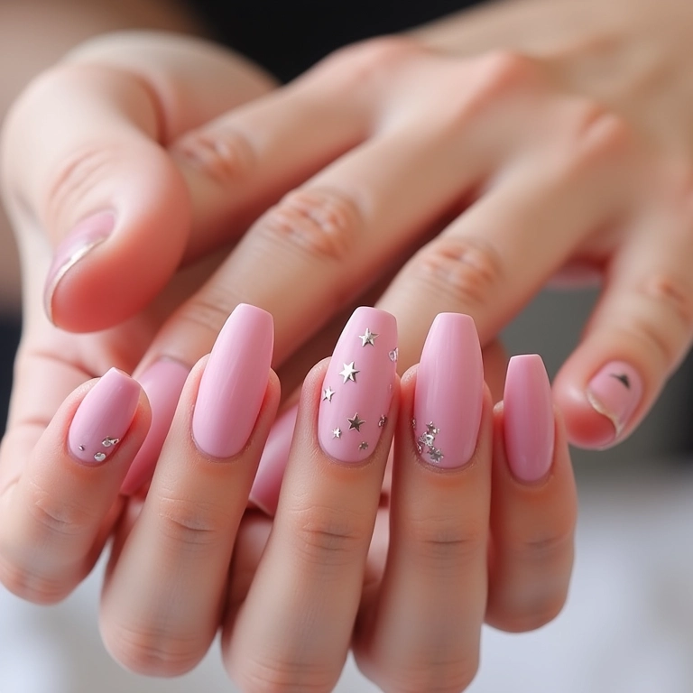 Diversos formatos de unhas criados com molde F1: quadrada, amêndoa, estileto.