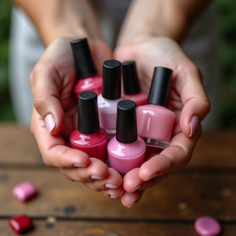 Doação de esmaltes para caridade.