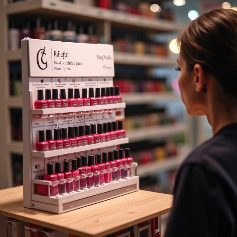 Economia de tempo e dinheiro com demonstrador de esmaltes.