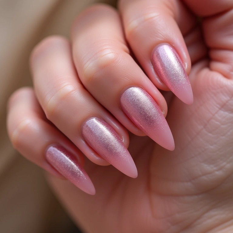 Efeito cromado em unhas de acrigel.