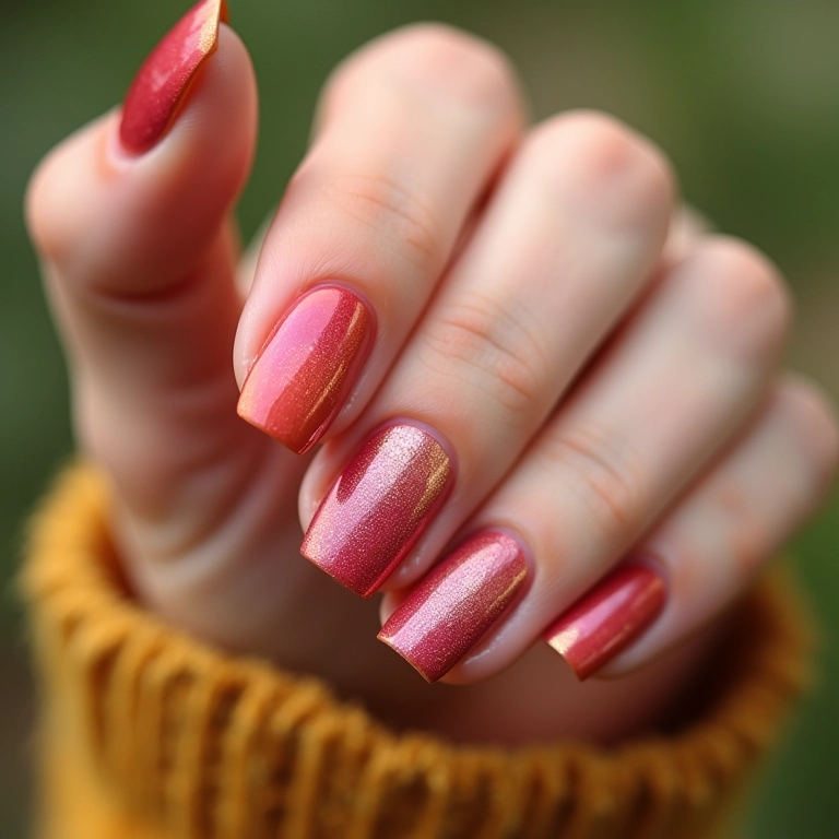 Efeito degradê criado com a mistura de diferentes esmaltes.