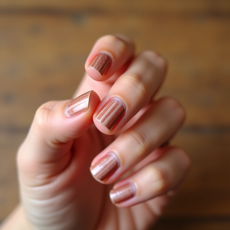 Efeito madeira em unhas decoradas com estilo country.