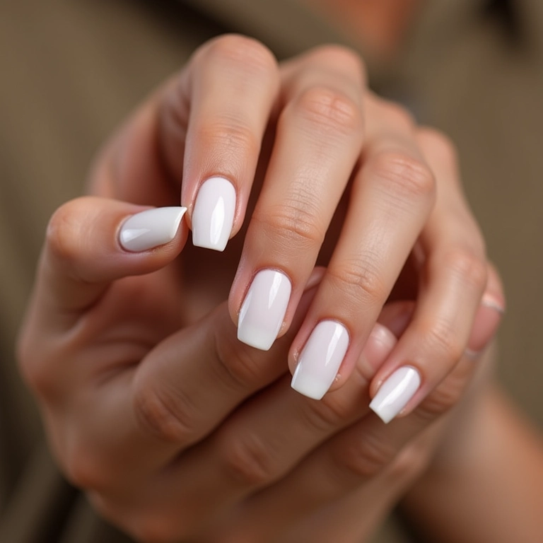 Elegância atemporal da unha francesinha branca em gel.