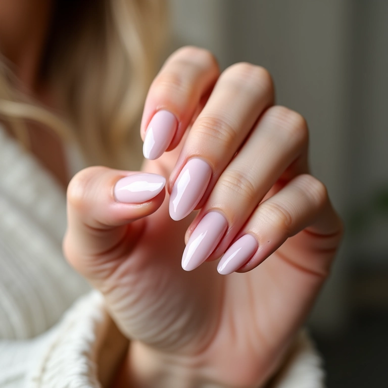 Elegância do formato almond nas unhas de fibra de vidro.