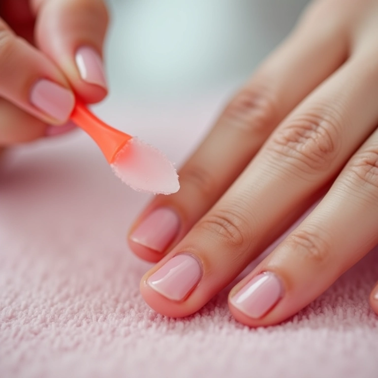 Empurrador de cutícula removendo resíduos de esmalte.