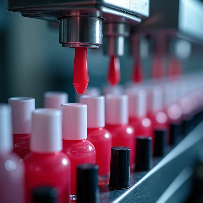 Envasadora automática de esmaltes, alta velocidade.