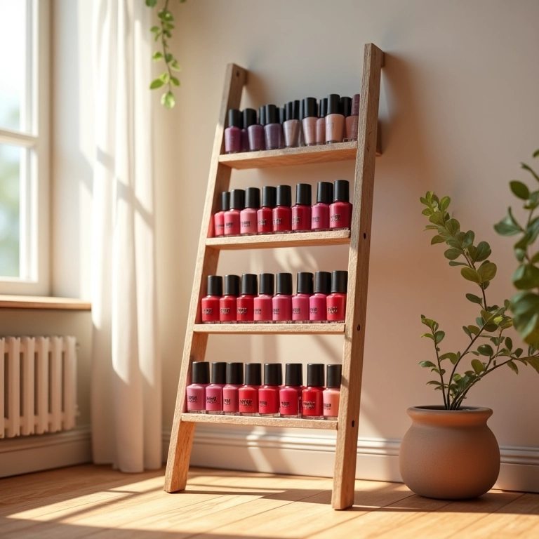 Escada decorativa para organizar esmaltes.