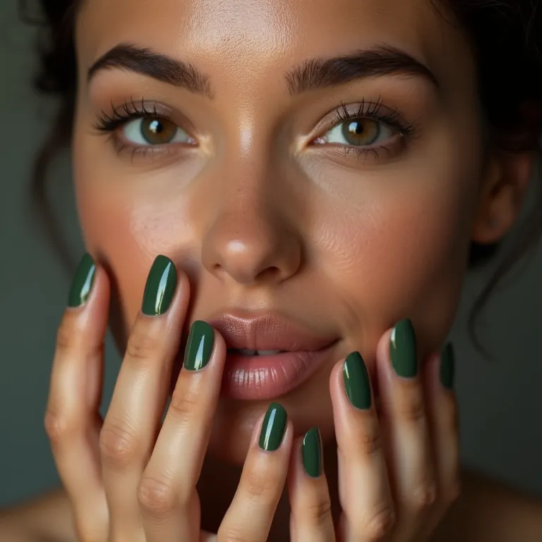 Escolhendo o tom ideal de verde militar para unhas de gel.