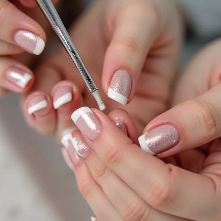Esmalte branco metálico para francesinha moderna.
