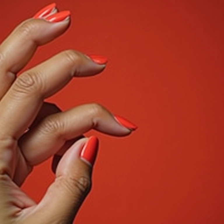 Esmalte coral em pele morena com luz natural.