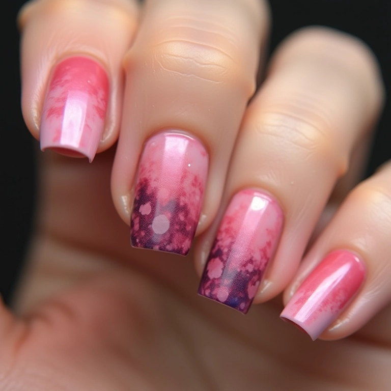 Esmalte degradê com adesivos.