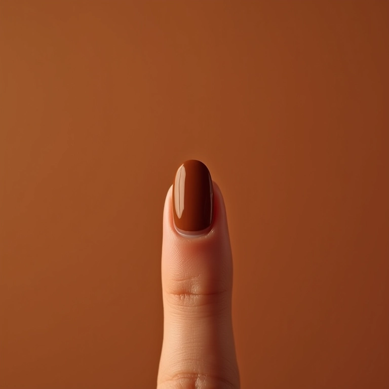 Esmalte marrom café aconchegante em unhas.