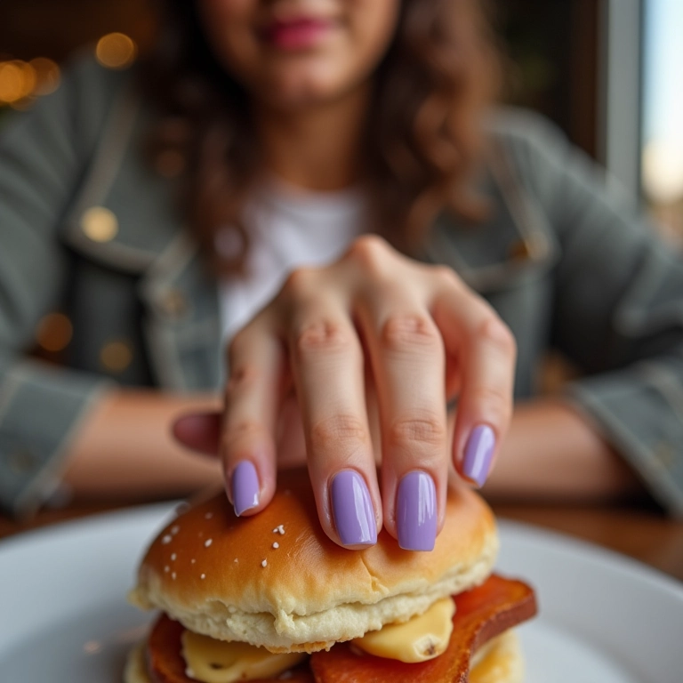 Esmalte roxo claro para ocasiões casuais.