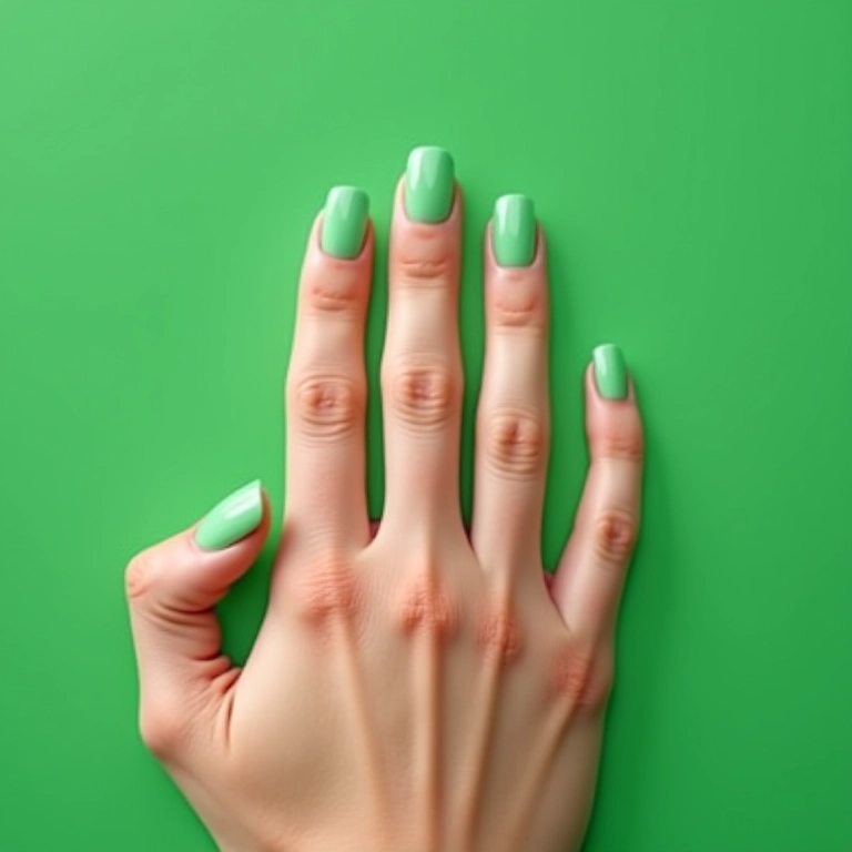 Esmalte verde menta refrescante em unhas femininas.