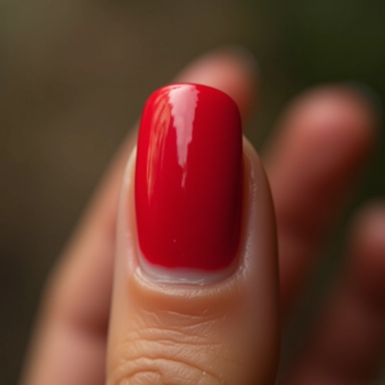 Esmalte vermelho cereja vibrante em unhas femininas.