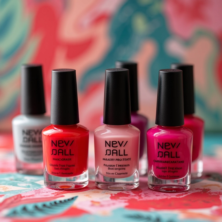 Esmaltes coloridos em fundo criativo.