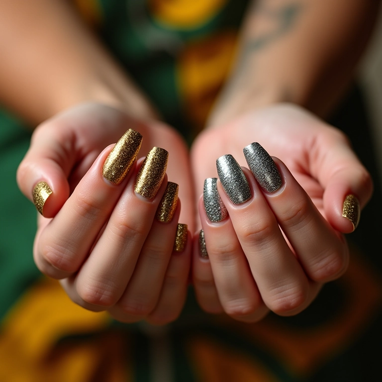 Esmaltes com glitter em diversas cores.