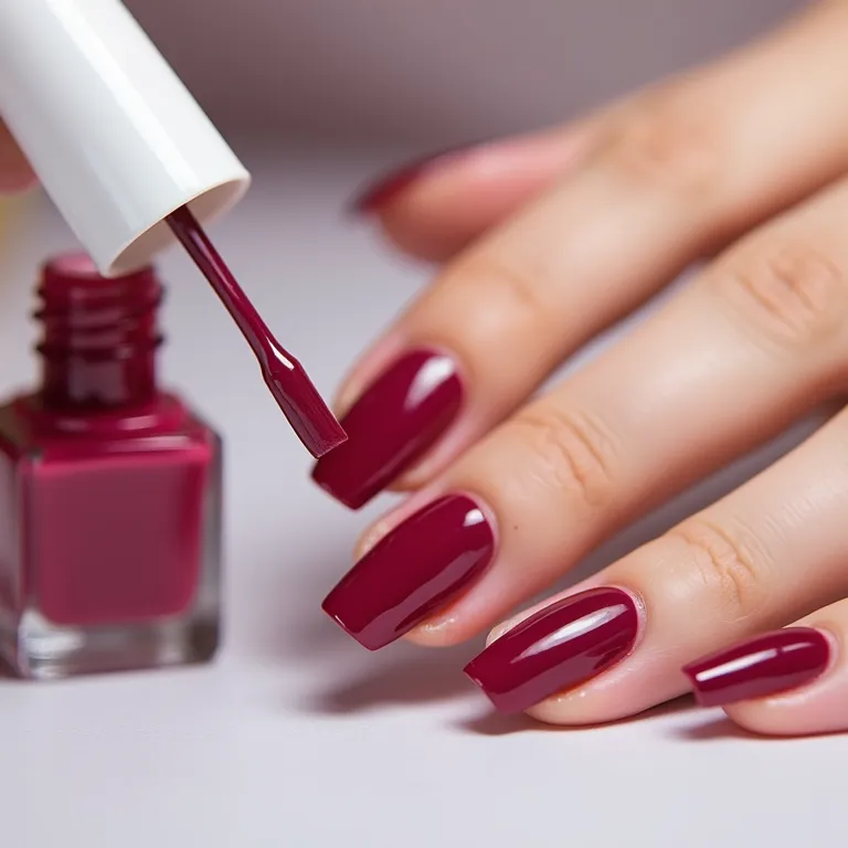 Esmaltes em gel em diversas cores com acabamento brilhante.