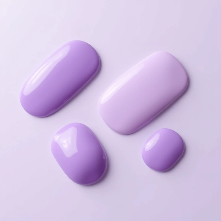 Esmaltes roxo claro com acabamentos matte, brilho e shimmer.
