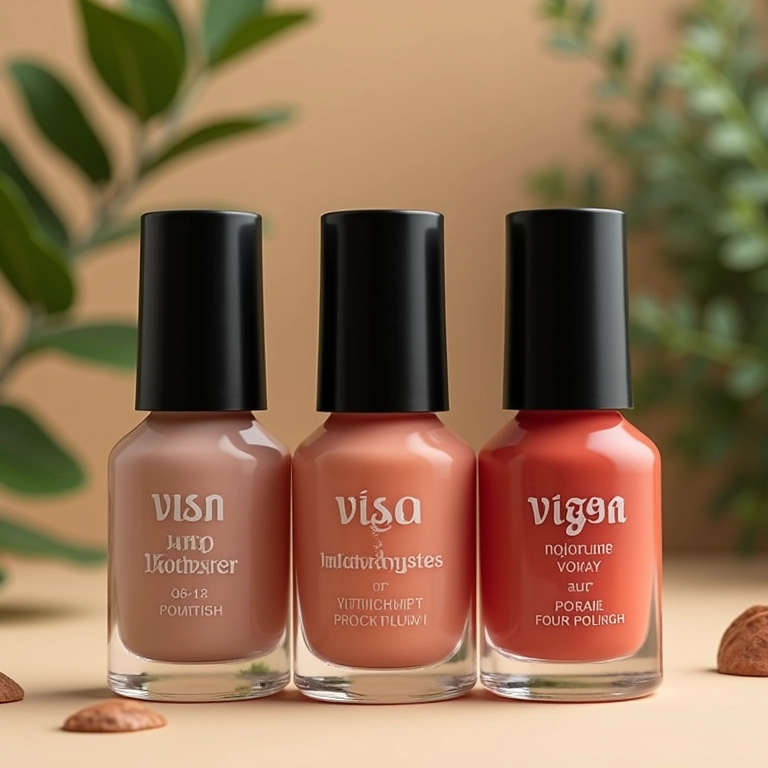 Esmaltes veganos e cruelty-free com ingredientes naturais e embalagem sustentável.