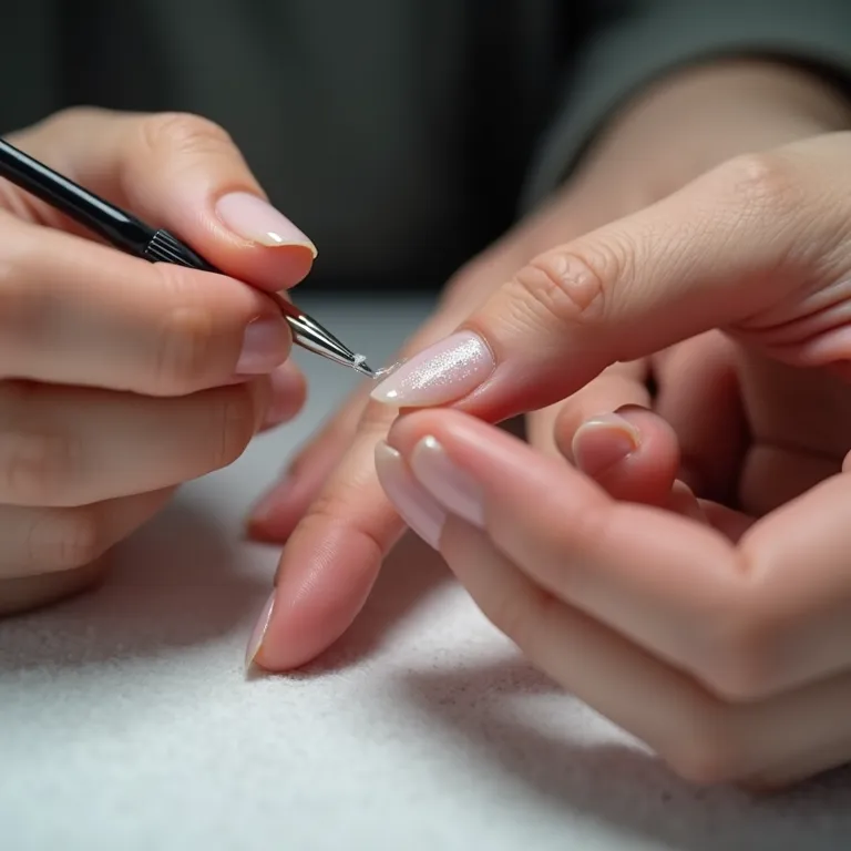 Especialista aplicando gel para unhas perfeitas.