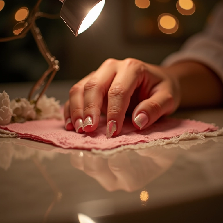 Estação de manicure bem iluminada para maior precisão na aplicação.