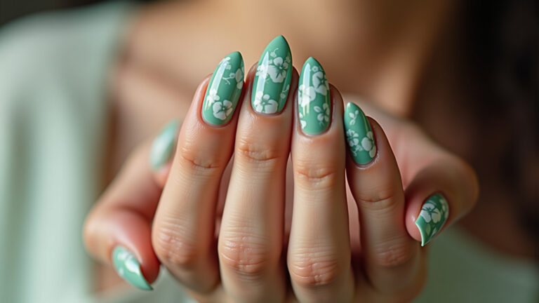 Unha de Gel Decoradas Verde Água: Cor Leve e Tendência