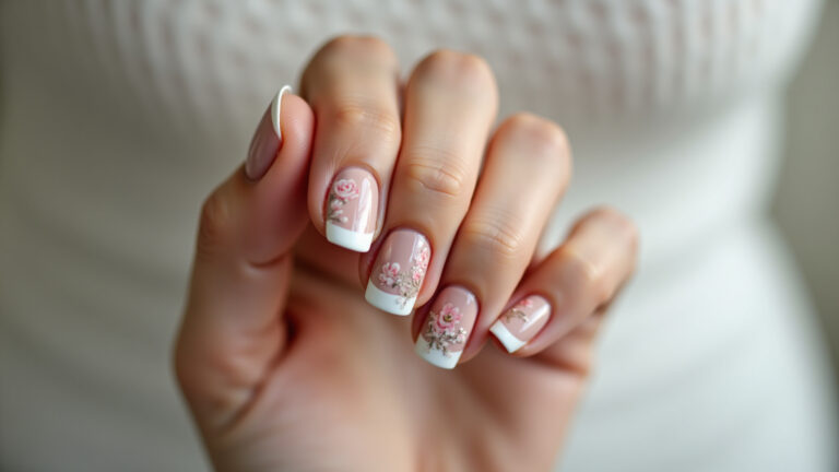 Unhas Decoradas Francesinha Flor: Clássico e Delicado